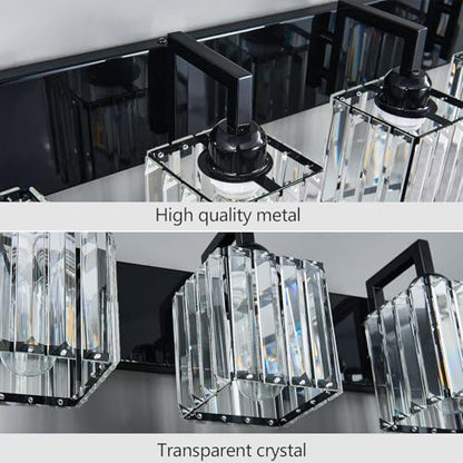 Modern Bathroom Vanity Light 5-Lights Plating Black Vanity Light Crystal Wall Light Bathroom Light Fixtures - color: Plating Black Crooked, size: 5-light