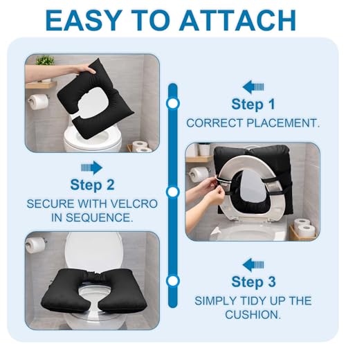 3-Inch Raised Toilet Seat Cushion, Waterproof PU Cover | Toilet Seat Riser, Toilet Cushion & Cover, Pressure Relief,Thick Seat Pad, Comfort Support For Elderly, Pregnant & Disabled