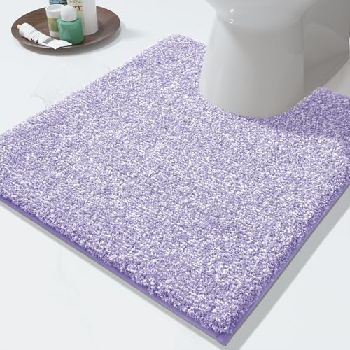 Yimobra Toilet Rugs U Shaped Washable, Soft Absorbent Microfiber Bathroom Rugs, Non Slip Quick Drying Shaggy Bath Mat,Contour Bathroom Mats for Toilet Base, Home Essentials,24x20,Purple and White - color: Purple and White, size: 24" X 20"
