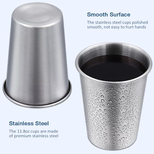 Alimat PluS 12 Oz Stainless Steel Cups 8 Pack, 350ml Metal Drinking Cups | for Bar, Home, Restaurant, Outdoor
