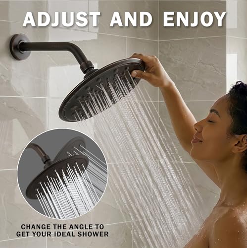 Luxury Rain Shower Head - 2.5 GPM - Oil-Rubbed Bronze | 9 Inch Large, High Flow, Overhead Rainfall Showerhead With Self-Clean Nozzles, Easy Install, Adjustable Brass Ball Joint - color: Oil Rubbed Bronze, size: 2.5 GPM