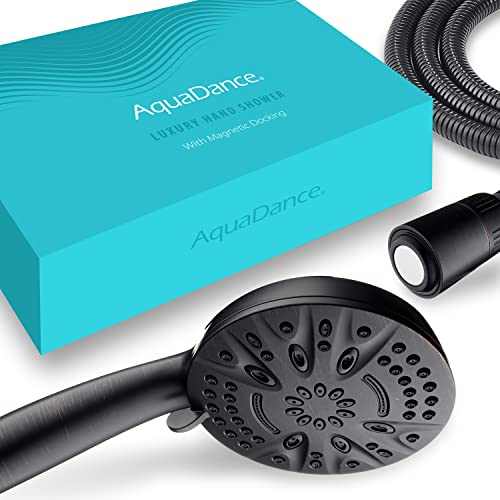 AquaDance New Magnetic Docking 8-setting High Pressure Handheld Shower Head | Space-age Magnetic Guidance Bracket System, Giant 5-inch Face, Extra-long 72-inch Stainless Steel Hose - Bronze - color: Oil Rubbed Bronze