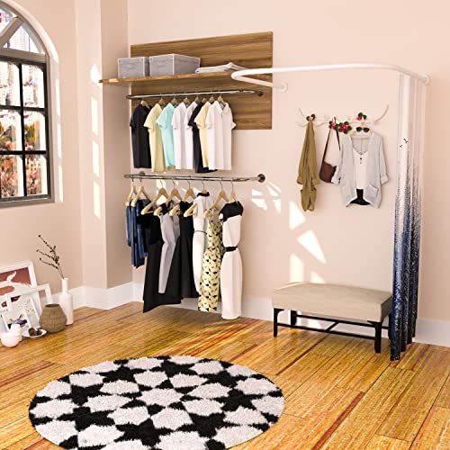 U Shaped Shower Curtain Rod (Both sides: 31.5"-47",Middle: 34.7"-43") Adjustable True 304 Stainless Bathroom Bathtub Shower Curtain Rod Rack White - color: U Shaped White, Length on both sides: 31.5"-47",Middle width:34.7"-43", size: U Shaped