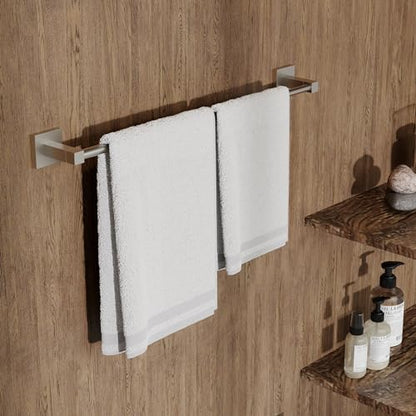 RUACQ Adjustable Towel Bar, Towel Racks for Bathroom Wall Mounted, Nickel | Adjust 13.8 to 24 inch Single Towel Rod, Bath Towel Holder, 304 Stainless Steel, Rustproof, Square Base, Heavy Duty, Modern - color: Brushed Nickel, size: 13.8-24 inch(Center to C