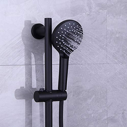 Shower Slide Bar with three Function Massaging Hand Shower Head Adjustable SUS 304 Stainless Steel Black D500011B - color: Black