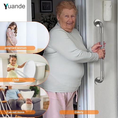 24 Inch Anti Slip Shower Grab Bar,YuanDe Chrome Bath Grab Bar | Stainless Steel Knurled Bathroom Safety Rail, Shower Handrail Support, Handicap Elderly Balance Assist Handles-1.25" Diameter - color: Chrome, size: 24inch-1 Pack