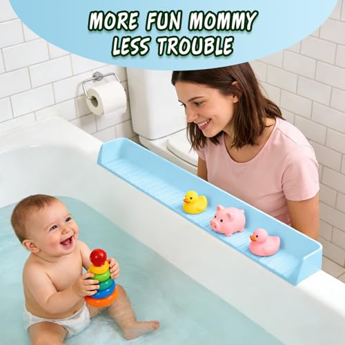 Kids Bathtub Splash Guard, Shelf & Toddler Bath Toy Tray -Blue | Bathtub Splash Guard PlayPad Shelf Area with Strong Suction Cups, Bathtub Ledge Guard, Fun Bath Time for Toddlers Baby - color: Blue