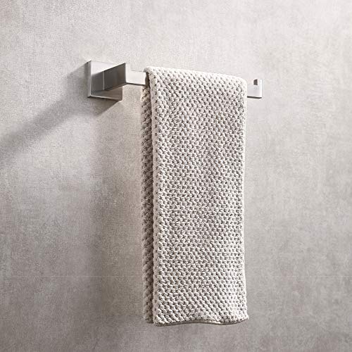 TASTOS Premium Stainless Steel Hand Towel Holder, Square Hand Towel Ring Heavy Duty Wall Mounted Modern Hand Towel Bar for Bathroom Kitchen, Brushed Nickel - color: Brushed Nickel
