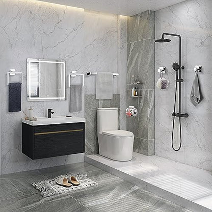 TQKAG 6-Piece Towel Bar Set, 23.6" Bathroom Hardware Set, Polished Chrome | SUS304 Stainless Steel, Chrome Bathroom Accessories Include Toilet Paper Holder, Towel Bar, Towel Ring, Coat Hook, Wall Mount - color: Polished Chrome, size: 6-Pieces Set-A