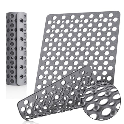 Non Slip Bath Mat for Shower & Bathtub - 30x17 Inch with Strong Suction Cups and Drain Holes, Quick-Dry, Machine Washable Floor Mat for Elderly, Kids & Pets
