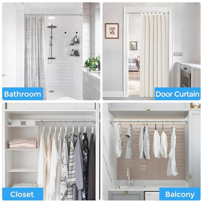 Tension Curtain Rod Silver Tension Rod 2pcs Spring Curtain Rod Non Slip Tension Rods For Windows 28 to 48 Inch No Drilling Adjustable Tension Rods of Curtain Window Closet Kitchen Wardrobe - color: Silver, size: 28-48 inch 2pcs
