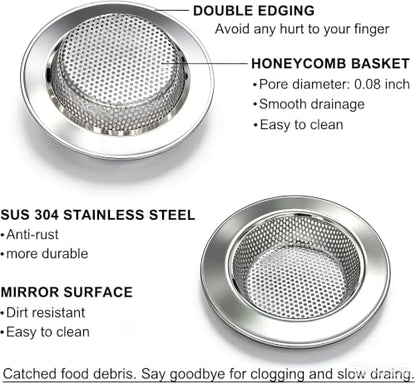 Seatery Kitchen Sink Drain Strainers/Filter/Screen/Basket Strainer, Stainless Steel Food Scraps Drain Catcher, Outer Diameter 4.5 inch/11.3cm, Inner Diameter 3 inch/7.6cm, Pack of 4 - size: 3.5 inch