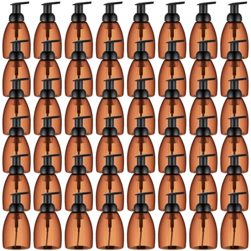 Nuenen 48 Pieces 8oz Foaming Soap Dispenser Refillable Foaming Pump Bottles Bulk Travel Hand Soap Dispenser Plastic Press Bottles Empty Containers for Shampoo Bathroom Commercial(Amber) - color: Amber