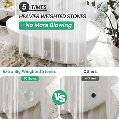 AmazerBath Extra Long Shower Curtain Clear 108 Inches Long, Plastic Floor to Ceiling Shower Curtain Extra Tall, Heavy Duty PEVA with 3 Weighted Stones and 12 Grommet Holes, 72x108 Inches - color: 8g Clear, size: 72"W x 108"L (Pack of 1)