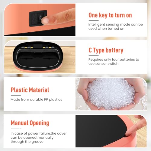 13 Gallon Automatic Kitchen Trash Can with Lid, Touchless Motion Sensor Garbage Can - Hygienic, Odor Control, Waterproof Waste Bin for Kitchen Bathroom Bedroom Office (50L), PP Plastic, Pink - color: Pink
