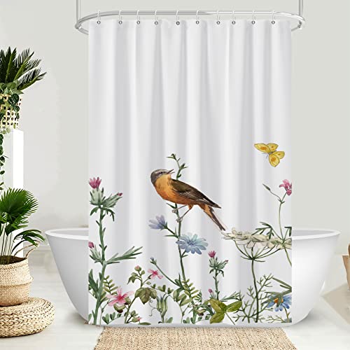 AWERT Small Half Size Stall Shower Curtain with Hooks Shower Stall Curtain 48 x 72 Funny Bird for Bathroom/RV and Camper - color: Bird, size: 48"W x 72"L (Pack of 1)