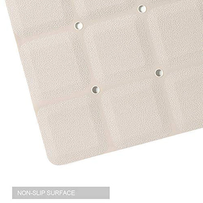 Webos Foldable Non Slip Silicon Bath Mat Bathtub mat no Suction Cups for Textured Tub and Reglazed Tub(Foldable-Beige, 28-inch x 14-inch) - color: Foldable-beige