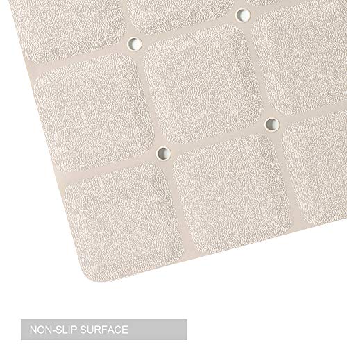 Webos Foldable Non Slip Silicon Bath Mat Bathtub mat no Suction Cups for Textured Tub and Reglazed Tub(Foldable-Beige, 28-inch x 14-inch) - color: Foldable-beige