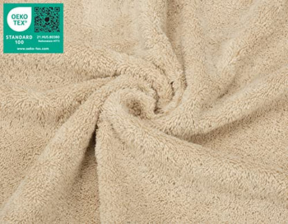 American Soft Linen 100% Cotton Luxury Turkish Towels, 4 PC Washcloth Set | Soft Absorbent Quick Dry OEKO Tex Standard 100 Certificated Durable Machine Washable Premium Hotel Quality - color: Beige, size: 13"x13"