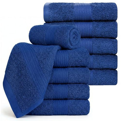 100% Cotton Washcloths 12x12 Inches, 600 GSM, Soft & Absorbent, Durable, Set of 10, Navy Blue - color: Navy, size: Washcloth Set of 10