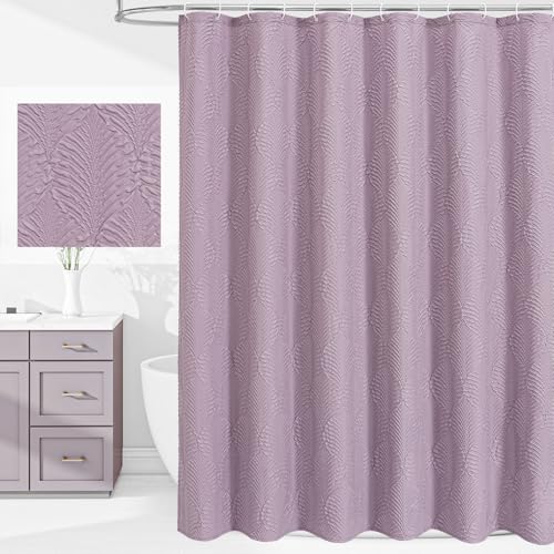 36x72 Small Stall Shower Curtain, Lavender Embossed Half Bath Curtain - color: Lavender, size: 36"W x 72"L (Pack of 1)
