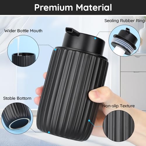 Segbeauty Foaming Soap Dispenser Black, 10.8oz Ceramic Foam Hand Soap Dispenser for Bathroom, 320ml Empty Refillable Liquid Containers for Kitchen, Lotion Dispensers Bottle with Foaming Pump - color: Black, style: Foaming