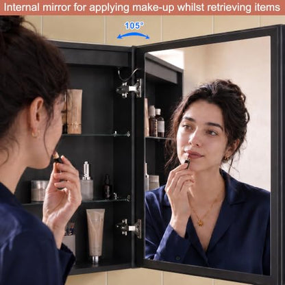 20x28 Inch Right Hinge Aluminum LED Bathroom Medicine Cabinet with Mirror | Light Adjustment, Anti-Fog, Sockets&USBs, High Capacity, Easy to Install - color: Right Hinge-20*28