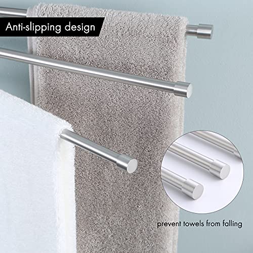 KES KES 13.8 Inch Swivel Towel Rack Brushed Toilet Paper Holder Coat Hook with Multi Three Foldable Arms, A2102S4-2+A2175S12-2-SL+A5060-2-SL