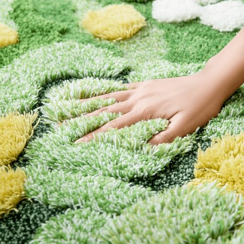 Moss Area Rugs, 3D Grass Moss Runner Rug for Laundry Room Soft Shag Non Slip Washable Bath Rugs Mats for Bedroom Living Room Kids Playroom Hallway Kitchen 55''x27.5'' - color: Moss Rug E