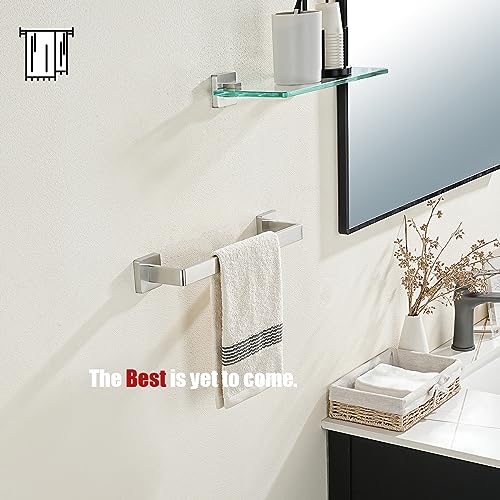 JQK Brushed Towel Bar, Rounded Edges 18.41 Inch Towel Rack, 304 Stainless Steel Bathroom Wall Mount, Useable Length 16 Inch, TB250L16-BN - color: Brushed Steel, size: 16.41 Inch