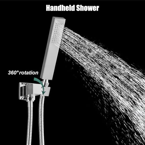 Heyalan Hand-held Shower Head Set-SUS304 Handheld Shower,Polished Chrome | SUS304 stainless steel wand, straight-style design, single rain spray, 59-inch long hose and standard 1/2-inch connection - color: Polish Chrome, style: Straight Style
