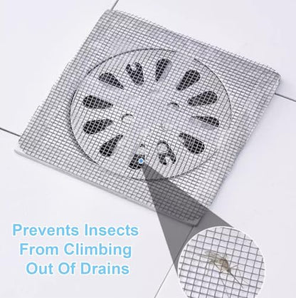 100 Pcs Waterproof Disposable Hair Drain Stickers, Peel & Stick Hair Trap | 4"×4" Disposable Shower Drain Hair Catcher, Peel & Stick Hair Trap for Bathroom Bathtub Kitchen Laundry