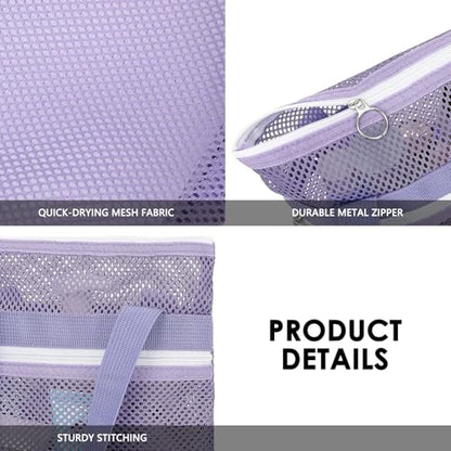 GYEUKHAM Portable Mesh Shower Caddy with 2 Zipper Pockets & Dual Handles, Quick-Drying Hanging Shower Tote for College Dorm, Gym, Travel & Camping, Purple - color: Small-Purple-1 Pack