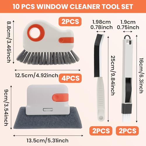 12pcs Window Track Cleaner Tool Set, Window Sill & Groove Cleaning Brushes with Hard Bristle Crevice Brush and Debris Pliers for Sliding Door Rails, Shower Door Tracks, Kitchen & Bathroom Gaps