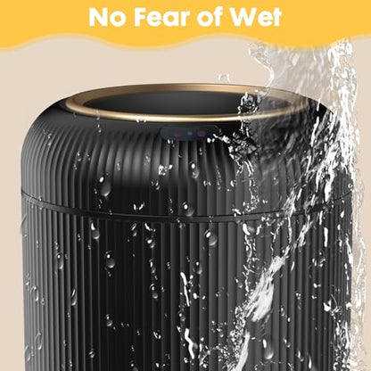 Automatic Motion Sensor Trash Can Bathroom,3 Gallon,Black and Gold | Touchless Trash Bin with Lid and Legs,Auto Diaper Garbage Can,Smalll Plastic Wastebasket for Office,Bedroom,Toilet,Kitchen - color: Black