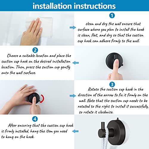 DGYB Suction Cup Hooks for Shower Black Bathroom Hooks Suction Set of 2 Removable Wall Hook for Hanging Towels, Robe, Loofah, Coats - color: BLACK 2