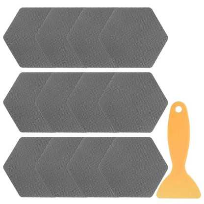 HARFINGTON 12pcs Non-Slip Bathtub Stickers Set 3.15" Hexagon Shower Floor Sticker PEVA Anti-Slip Adhesive Appliques with Scraper for Bathroom Kitchen Treads Stairs Swimming Pool, Gray - color: Gray
