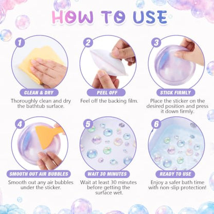 Fullhawl 30 Pcs Pastel Bubble Non Slip Bathtub Stickers Pastel Bubble Anti Slip Shower Stickers Shower Floor Nonslip Sticker Applique Adhesive Decals Treads with Scraper for Bathtub Bathroom Floor - style: Pastel Bubble