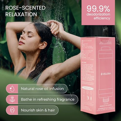 Vitamin C Shower Filter and Water Softener for Hard Water - Aromatherapy Shower Head Attachment - Universal Fit, Easy to Install - Reduces Dry Itchy Skin and Nourish Hair - Rose-Scented - style: Rose