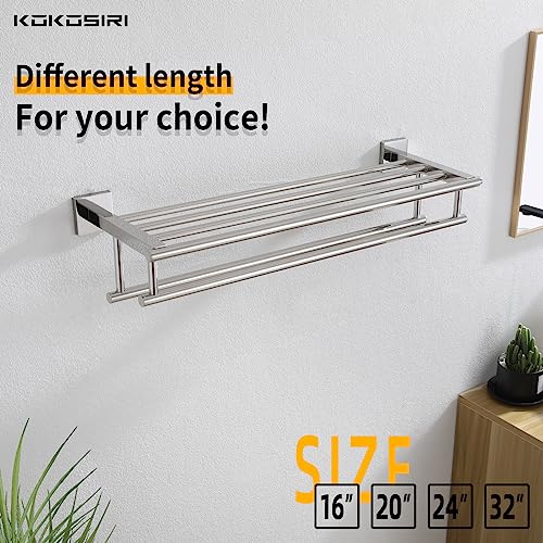 KOKOSIRI Bathroom Towel Rack Towel Holder 20 Inch Towel Shelf with Double Towel Bars Wall Mounted SUS 304 Stainless Steel, Polished Chrome, B6005CH-L20 - color: Polished Chrome, size: 20 Inch