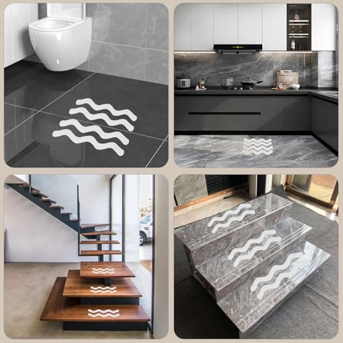 24 PCS Anti Slip Shower Stickers, Safety Bathtub Non Slip Strips, Adhesive Decals Anti Skid Tape with Scraper for Tub, Shower, Steps, Floor, Stairs - color: Clear
