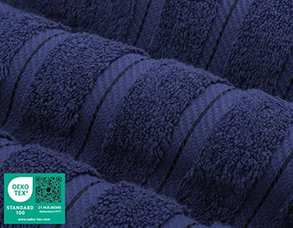 American Soft Linen 100% Cotton Luxury Turkish Towels, 6 Piece Towel Set | Soft Absorbent Quick Dry OEKO Tex Standard 100 Certificated Durable Machine Washable Premium Hotel Quality - color: Navy Blue