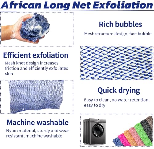 SPMKTBOZAI African Net Sponge Authentic, African Exfoliating Sponge Real African Net Black Owned, African Bath Sponge Back Scrubber, Body Exfoliator Shower Bath Accessories (Blue) - color: Blue
