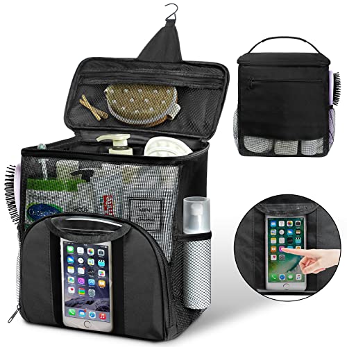 Attmu Mesh Shower Caddy Portable Dorm Room Essentials, Toiletry Tote Bag | Quick Dry, Large Capacity Haning Shower Bag for College Dorm Room Essentials for Boys and Girls for Bath Camping (Black) - color: Black