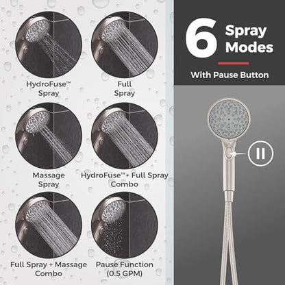 Pfister HydroFuse Handheld Shower Head with Magnetic Docking, 6-Function High Pressure Showerhead, 2.5 GPM Flow Rate, Spot Defense Brushed Nickel Finish 016HFM01GS - color: Spot Defense Brushed Nickel, size: 2.5 GPM