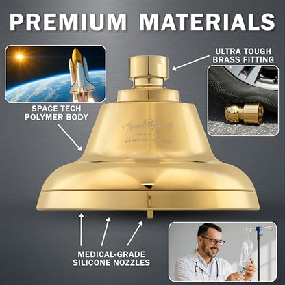 Massage Shower Head With Mist - 2.5 GPM - Polished Brass | High Pressure Boosting, 6 Function Adjustable Massaging Rainfall Showerhead For Low Flow Baths With Water Saving Nozzles - color: Polished Brass, size: 2.5 GPM