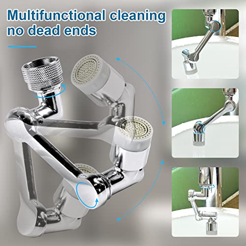 Faucet Extender 1080°Rotating Swivel, Sink Water Faucet Aerator Extension with Robotic Arm,2 Water Flow Modes Universal Fit for Bathroom Kitchen Faucet, Easy DIY Installation