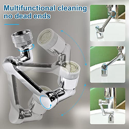 Faucet Extender 1080°Rotating Swivel, Sink Water Faucet Aerator Extension with Robotic Arm,2 Water Flow Modes Universal Fit for Bathroom Kitchen Faucet, Easy DIY Installation