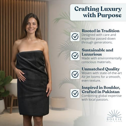 Soleil Fine Goods Luxurious 800 GSM 100% Cotton Bath Towel Set (4-Pack, 27x54) - Heavyweight & Ultra Absorbent, Plush Softness for Bathroom | Hotel & Spa Quality Luxury Towels- Charcoal - color: Charcoal