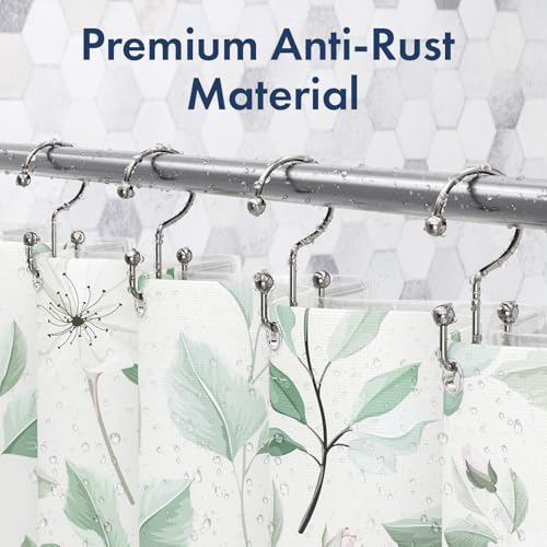 Bathway Shower Curtain Hooks Nickel Shower Curtain Rings, 12 Pcs Double Hook Shower Curtain Hooks Rings Shower Curtain Hangers Rust Proof, Metal Shower Hooks for Bathroom Shower Curtain Rod - color: Nickel, style: Minimalist